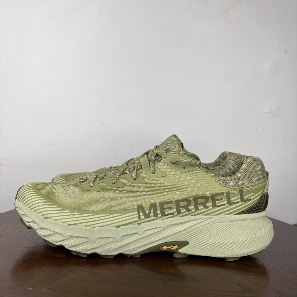 Merrell Agility Peak Trail Shoes Men's 15 Green Hiking Outdoor Vibram Sneakers